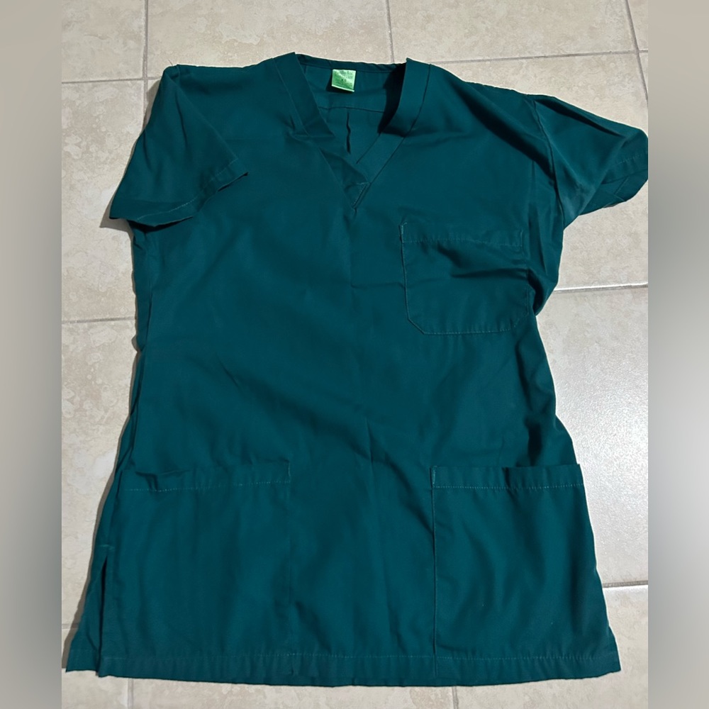 Hunter green scrub top